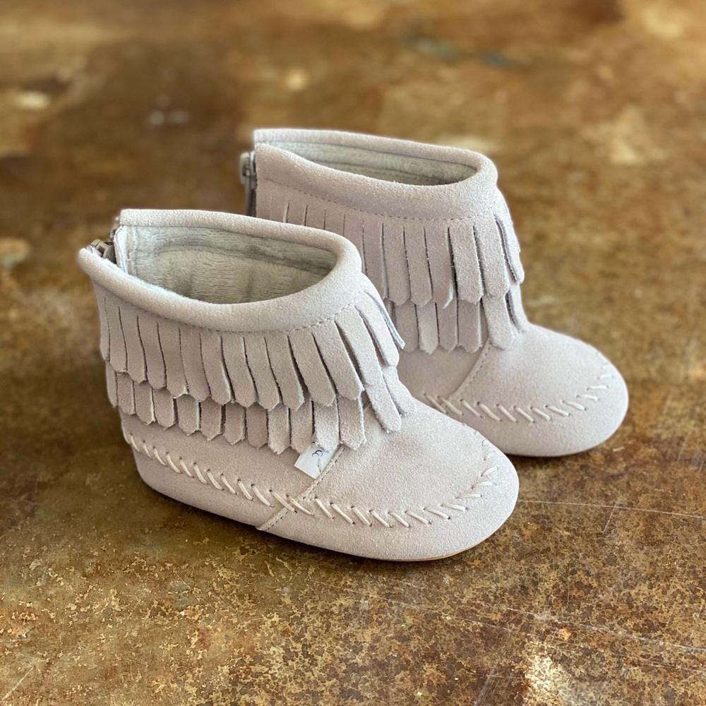 Gray fringe Baby Boots